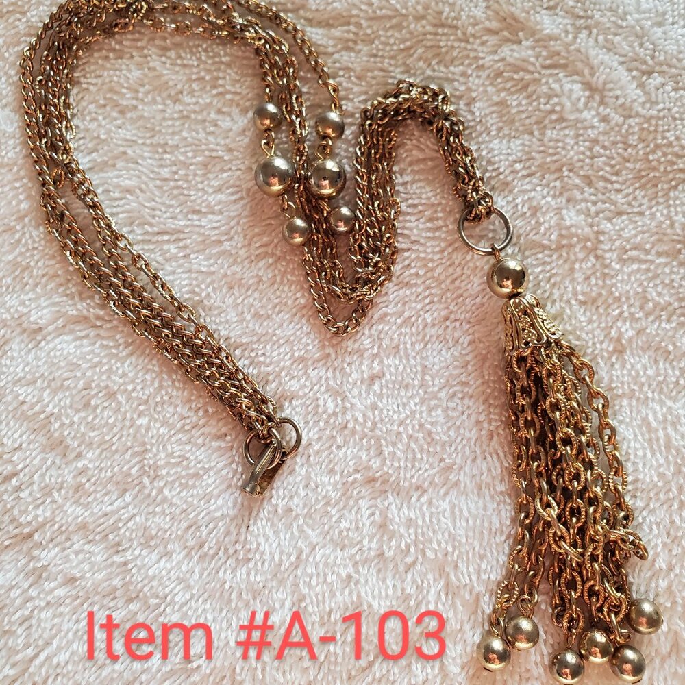 Gold Necklace with little silver balls , wt. 34 grams , item# A-103